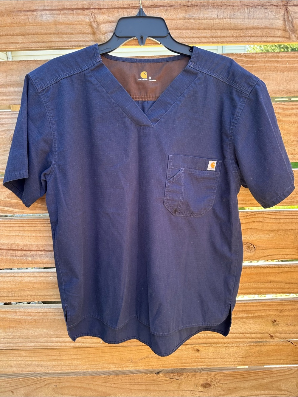 Carhartt Navy V-Neck Short Sleeve Work Shirt with Pocket